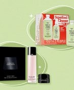 A collage of skincare gift sets