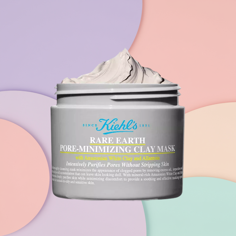 2026_SDC_BestFaceMasks_KiehlsRareEarthClayMask Bottle of Kiehl’s Rare Earth Clay Mask on a textured background